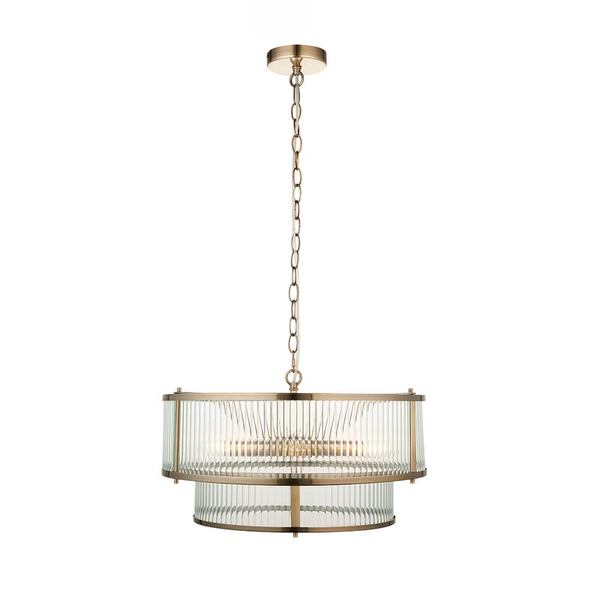 Łańcuchowa lampa wisząca Ridgeton 110944 szklana mosiądz