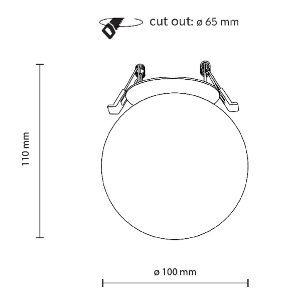 Sufitowa lampa podtynkowa Vos 1 10963 opalowa kula czarny