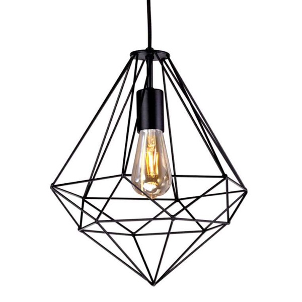 Industrialna LAMPA wisząca Marko K-4000 Kaja druciana OPRAWA metalowy ZWIS klatka czarna