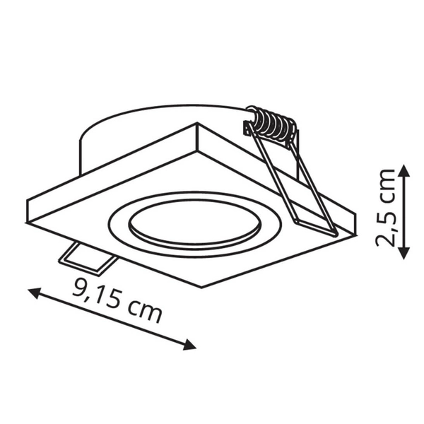 Wpuszczana LAMPA sufitowa METIS LP-2780/1RS BK Light Prestige kwadratowa OPRAWA metalowy WPUST regulowany czarny