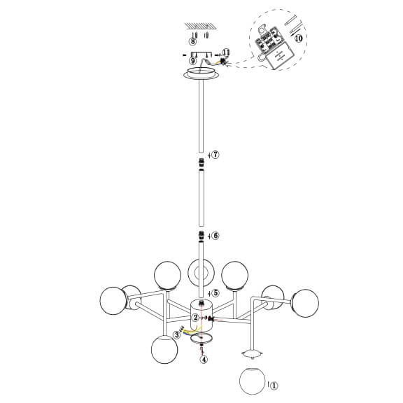 Plafoniera LAMPA modernistyczna ERICH MOD221-PL-12-N Maytoni sufitowa OPRAWA modernistyczny plafon molekuły białe