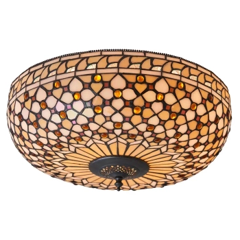 Lampa sufitowa tiffany Mille Feux 64276 dekoracyjna szklana brązowa beżowa