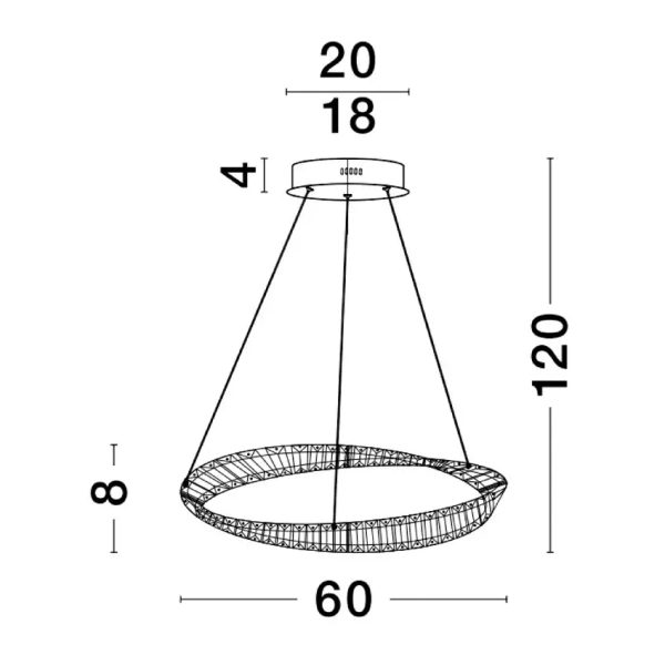 Kryształowa lampa wisząca BAUTA LE42912 crystal LED 36W 3500K złota