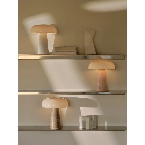 Stołowa lampka nocna Glossy 2520015009 marmurowa beżowa biała