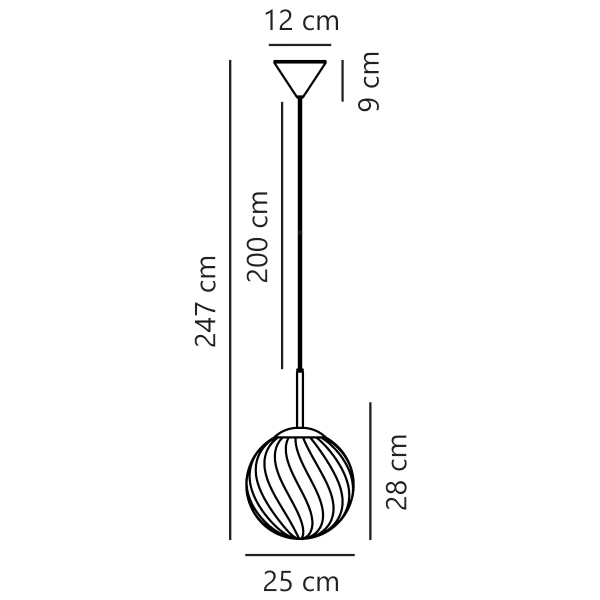 Kulista lampa wisząca nad stół Chisell 2312073035 szklana mosiądz