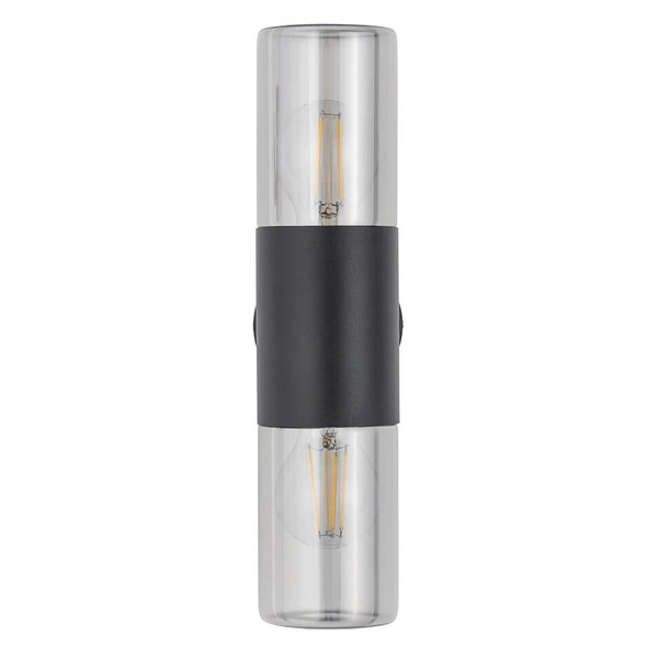 Przyścienna lampa zewnętrzna IDA 11372 IP44 tuba czarny przydymiony