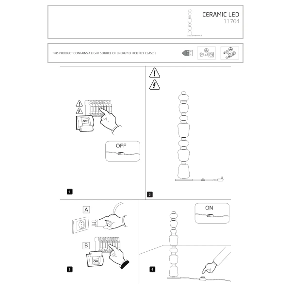 Podłogowa lampa do sypialni CERAMIC 11704 LED 34W 3000K biała szara