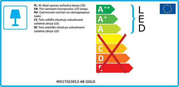 LAMPA wisząca OLIVIER MD17033012-4B GOLD Italux metalowa OPRAWA listwa LED 60W 3000K zwis spodki złote
