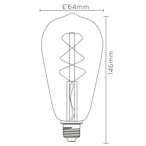 Żarówka edison LED 49034/04/62 Lucide E27 4W 2200K 230lm bursztynowa
