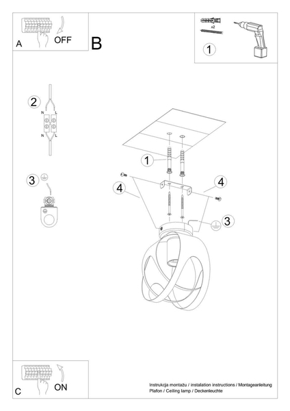 Metalowy plafon pokojowy SL.1082 lampa sufitowa biała