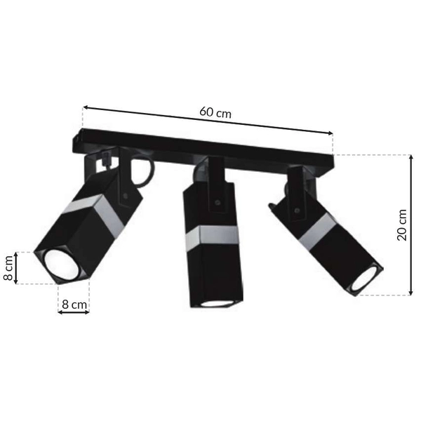 Regulowana LAMPA sufitowa VIDAR MLP6286 Milagro prostokątna OPRAWA plafon tuby metalowe czarne