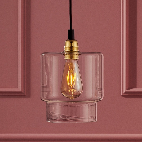 Loftowa LAMPA wisząca LONGIS 10874105 Kaspa szklana OPRAWA skandynawski ZWIS okrągły złoty przezroczysty czarny