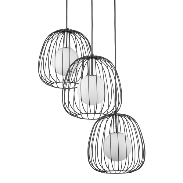 Kaskadowa lampa zwieszana Bell 40725 Sigma klatka bubbles czarna srebrna