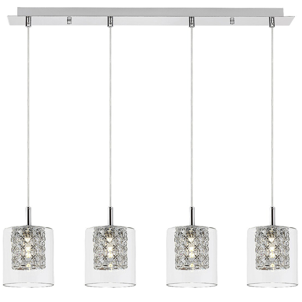 Wisząca lampa szklana Duchess 3116 na listwie do pokoju crystal chrom