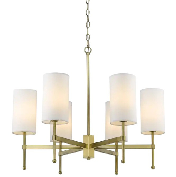 Modernistyczna LAMPA wisząca DENVER P06970BR-WH Cosmolight abażurowy żyrandol na łańcuchu złoty