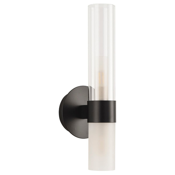 Elegancki kinkiet Candela DN1505-1 black Step tuba mleczne szkło