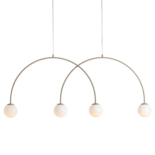 Szklana lampa wisząca Una 1116L17_L kulista łuk wielopunktowa metal beżowa