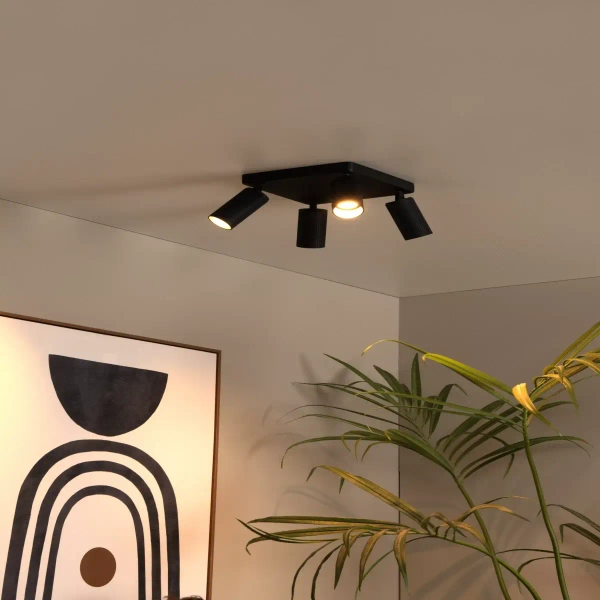 Przysufitowa lampa z tubkami CLUBS 09939/14/30 Lucide regulowana czarny