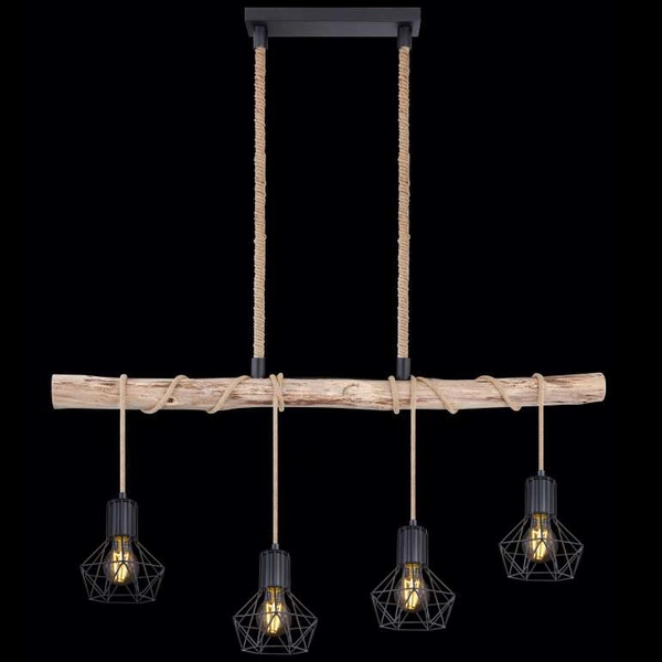 LAMPA wisząca PRISKA 54017-4HH Globo skandynawska OPRAWA belka ZWIS klatki brązowe czarne