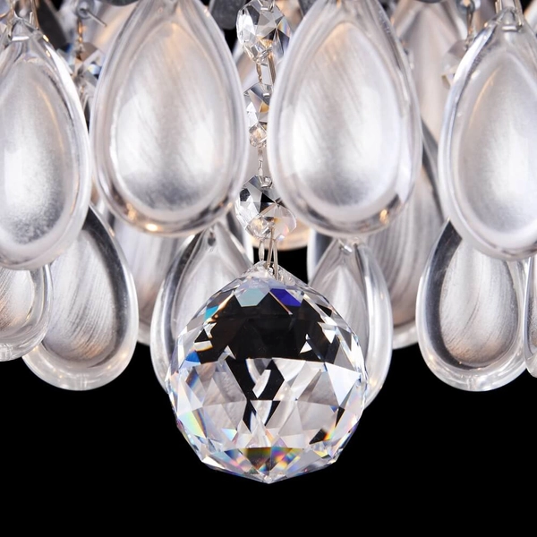 Dekoracyjny żyrandol Chabrol MOD056PL-04S pałacowy krople łezki srebrny