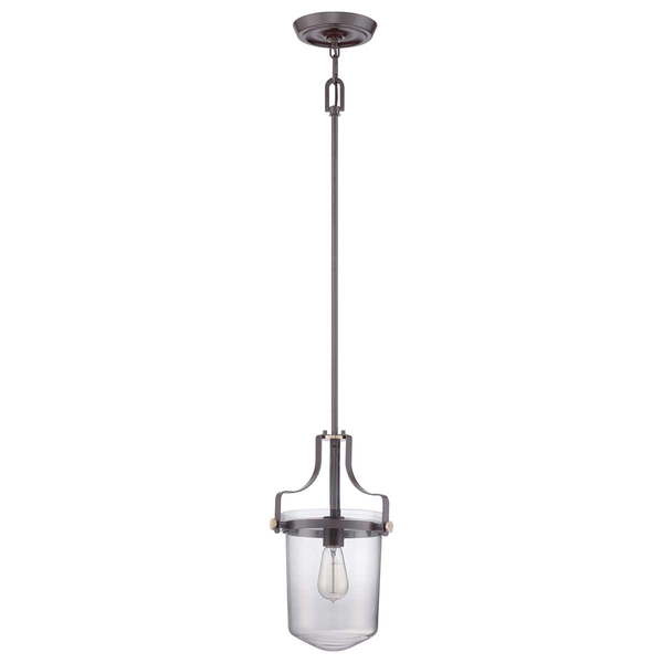 Regulowana wisząca lampa Penn Station QZ-PENN-STATION-S-WT Quoizel przezroczysta brąz