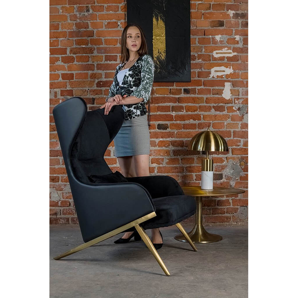 Elegancki fotel z ekoskóry Hampton Velvet MSE011000304.E43V41 czarny złoty