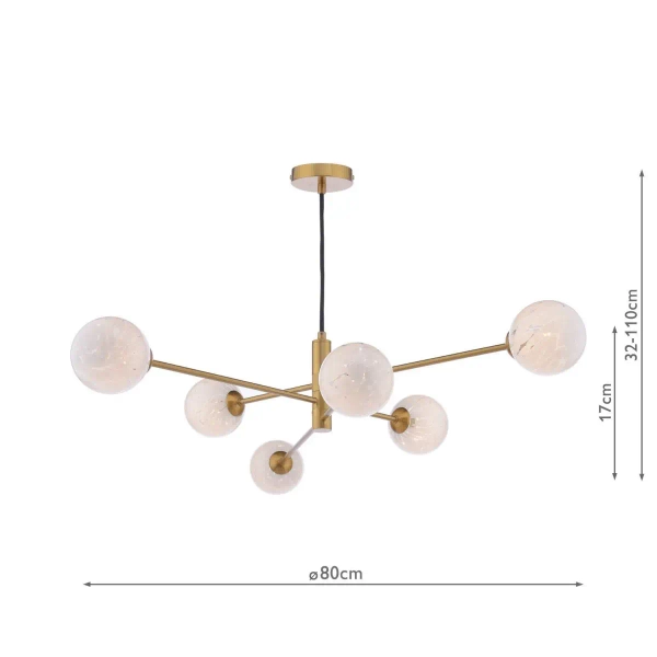 Okrągła lampa wisząca nad stół Vingette VIG0645-17 kule białe mosiądz