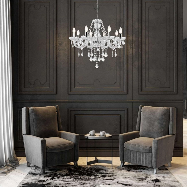 Żyrandol LAMPA wisząca CRISTALLO 8 LP-2940/8P Light prestige kryształki OPRAWA na łańcuchu chrom maria teresa przezroczysta