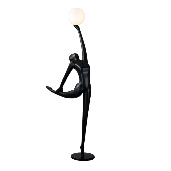 Podłogowa lampa czarna WOMAN BALLERINA 1xE27 kula biała designerska F9221