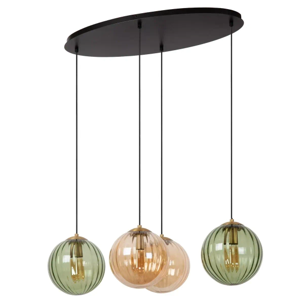 Szklana lampa wisząca MONSARAZ 45493/04/33 Lucide zielony bursztynowy
