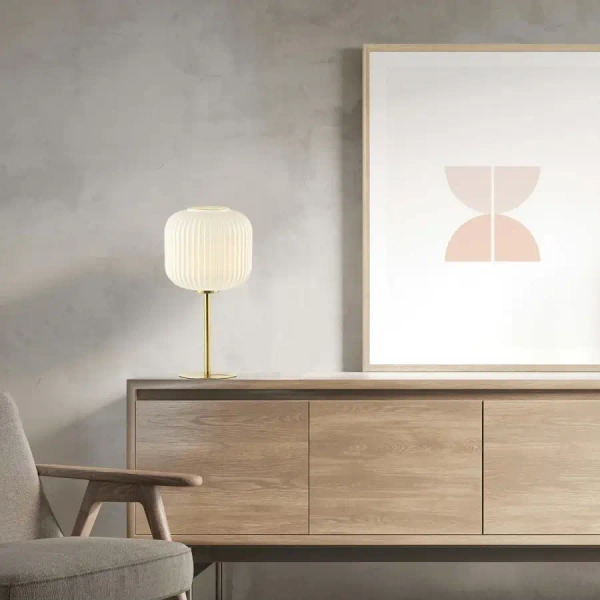 Nocna lampka na stolik 20252 do sypialni szklana kula opalowa złoty