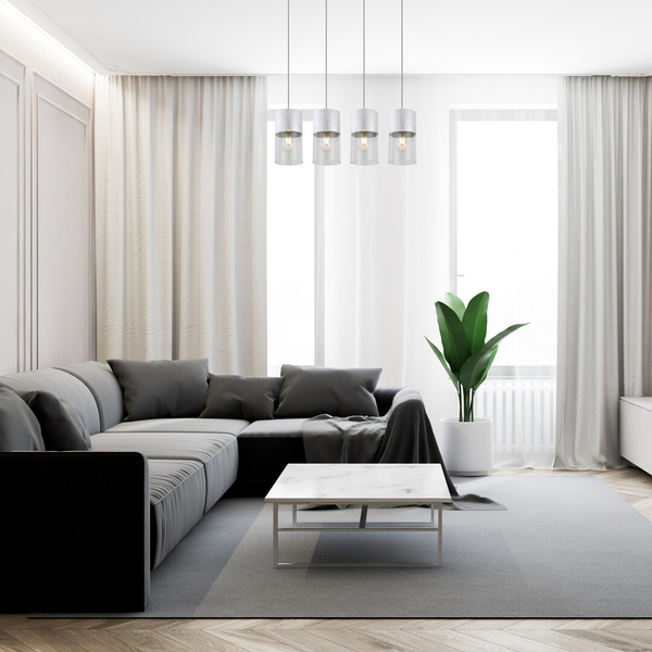 Wisząca lampa 4-płomienna Zelkova 3156 na listwie nad łóżko aluminium