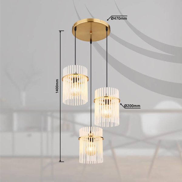 Potrójna lampa wisząca GORLEY 15698-3HRM szklana glamour złota