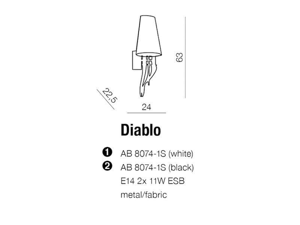Ścienna lampa abażurowa Diablo do przedpokoju czarna chrom