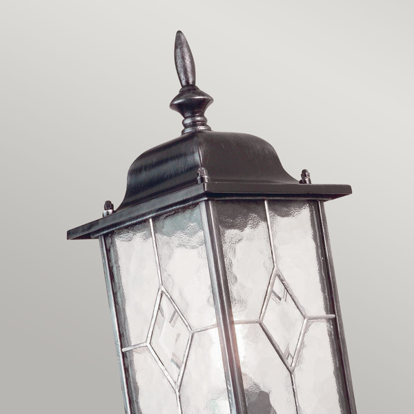 Kinkiet zewnętrzny Wexford WX1 Elstead witraż lampion metal czarny srebrny