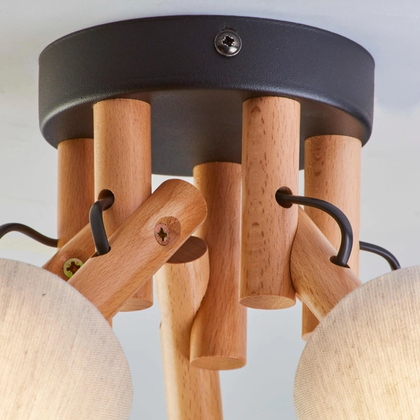 Regulowana lampa sufitowa Vaio 575 do kuchni czarny drewniany beżowy