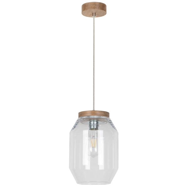 Skandynawska lampa wisząca VASO 169110174 słoik zwis przezroczysty drewno