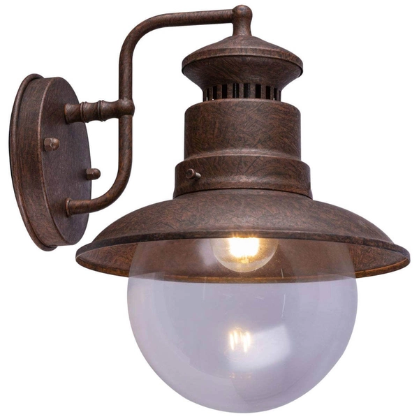 Elewacyjna LAMPA ścienna SELLA 3272R Globo metalowa OPRAWA industrialna KINKIET outdoor zewnętrzny IP44 rdza przezroczysty