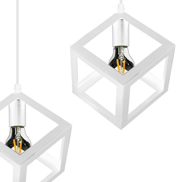 LAMPA wisząca SWEDEN 312457 Polux metalowa OPRAWA geometryczna ZWIS loftowy klatki białe