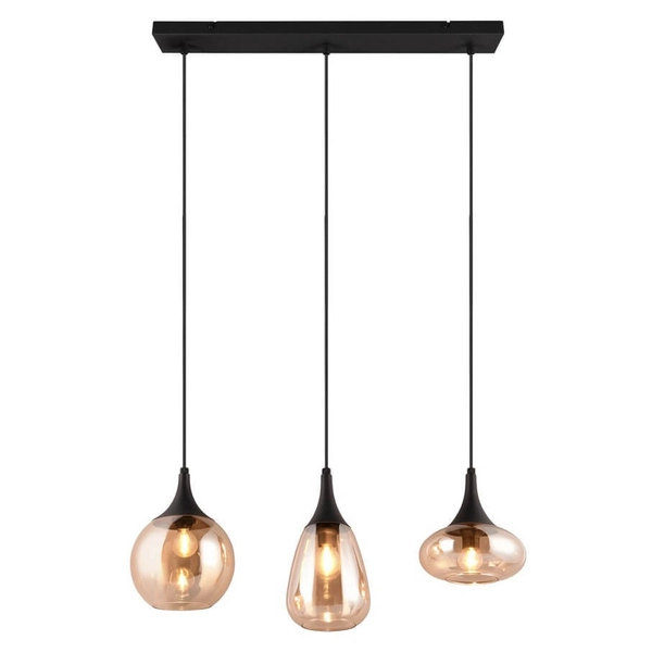 Potrójna lampa nad stół Lumina 317000313 szkło czarna bursztynowa