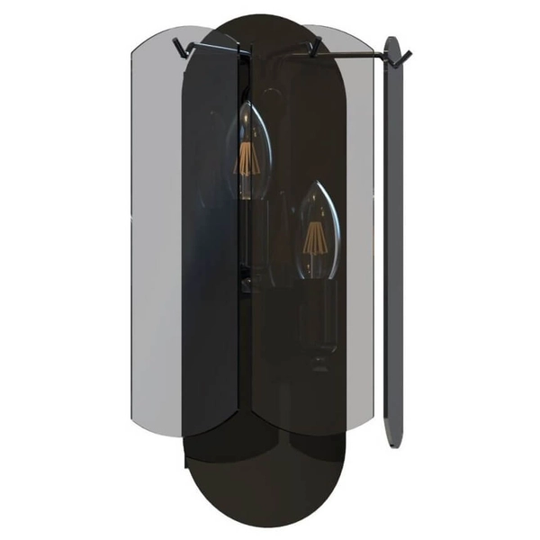 Loftowy kinkiet ścienny Nira MB3523-2-EBCN Zumaline szklany chrom czarny