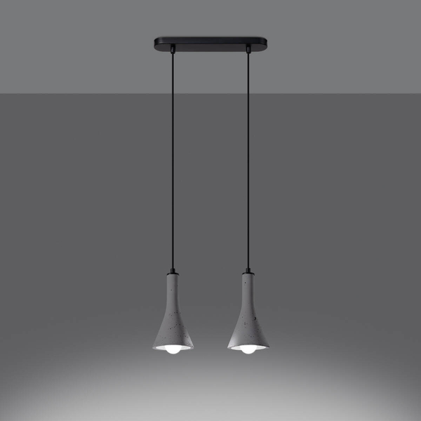 Podwójna stożkowa wisząca lampa Rea SL.1224 trójkątna szara