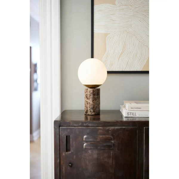 Kulista lampka nocna LILLY 2213575018 okrągła biała brązowa