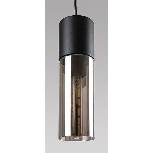 Wisząca lampa loft RONNO 72051 tubka szklana przydymiona czarna