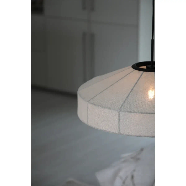 Wisząca lampa do sypialni Alia 108955 lniana abażurowa czarny beżowy