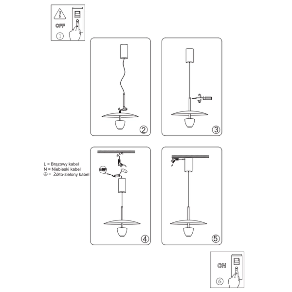 Wisząca lampa Ufo LP-0408/1P S BK LED 8W 3000-6000K kapelusz czarny