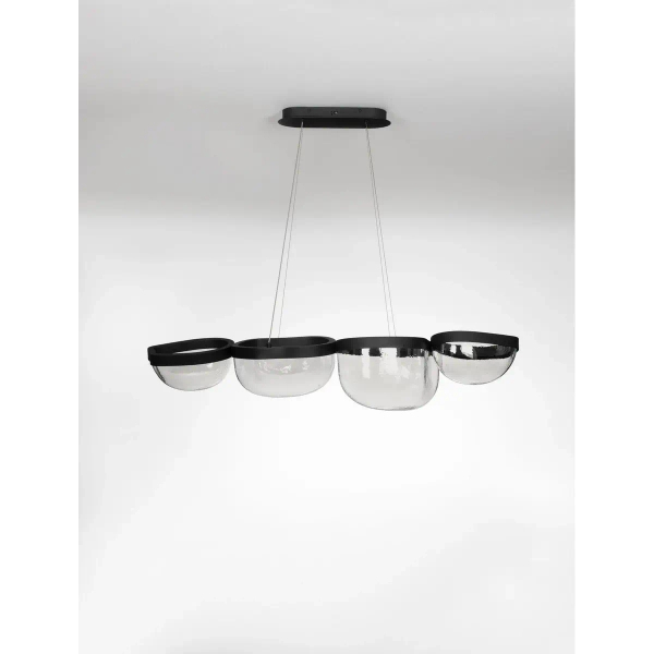 Wisząca lampa czarna szklana TUNTE do jadalni LED 43W 3500K ściemnialna nad stół LE46205
