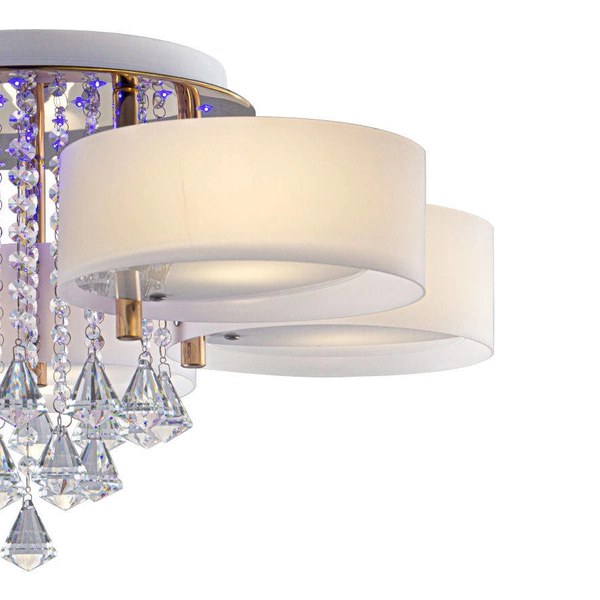 LAMPA sufitowa DRS8006/5 LED 300W TR GL Elem glamour OPRAWA crystal z pilotem złota biała