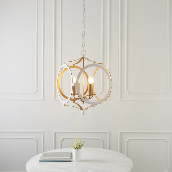 Nowoczesna lampa świecznikowa L&-191922 Light& zwis biała złota