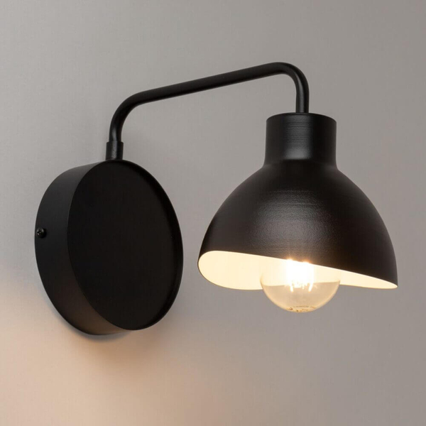Regulowana lampa ścienna Holi czarna do sypialni metalowa